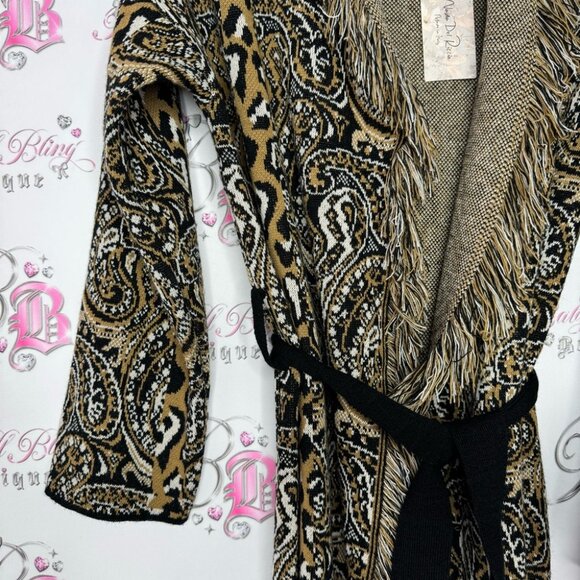 Nada Del Riccio cardigan wrap belted belt sweater fringe made in Italy brand new - Picture 4 of 16